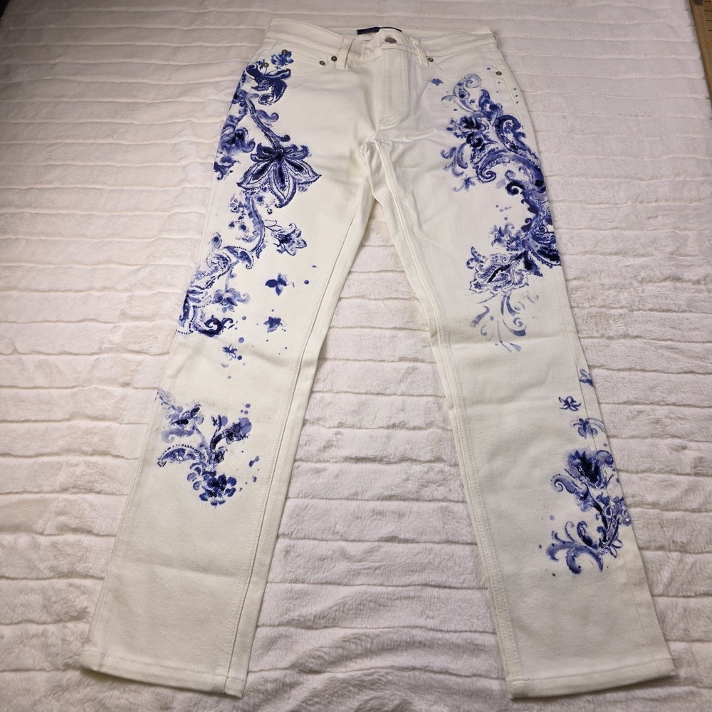 Ralph Lauren Purple Label Paisley Floral 160 Slim Denim Jeans Womens 29* $1990 - Picture 2 of 11